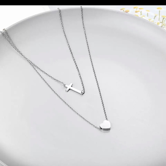 14kt Gold or White Gold Plated Double Necklace - Picture 3 of 3
